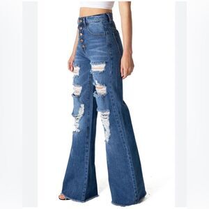 Vibrant Miu Jeans Women 11 (w29) Wide Leg Jeans 100% cotton